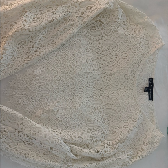 For Love & Lemons Cream Floral Lace Long-Sleeve Top - Picture 2 of 3